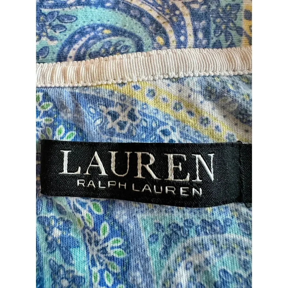 Lauren Ralph Lauren Pajamas Set Blue Yellow Paisley Short Sleeve Capri Pants - Picture 4 of 16